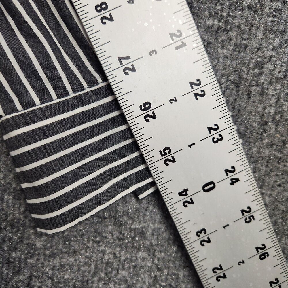 LOGO Lori Goldstein Gray Striped Long Sleeve Button Up Shirt Academia SIZE 6 - Picture 14 of 14